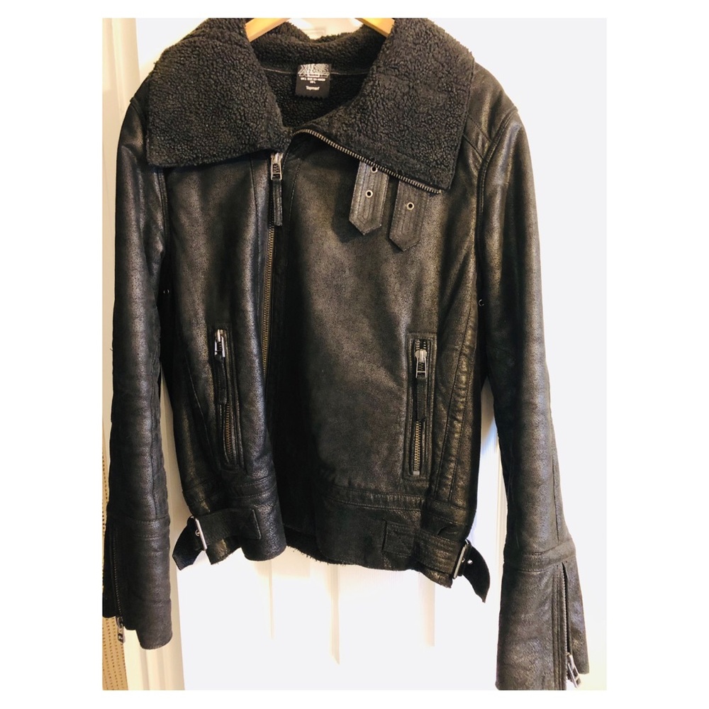 Men’s Topman Asymmetrical Aviator Suede Jacket